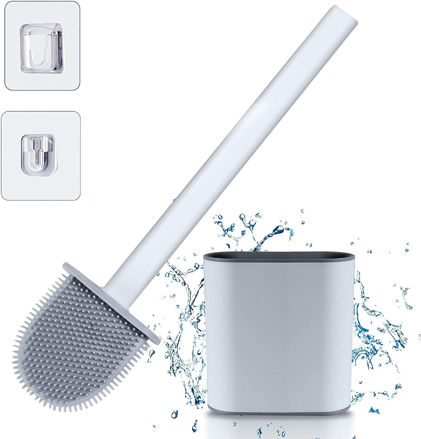 MHome Silicone Flex Toilet Brush with Holder – Wall-Mounted & Standing Toilet Cleaning Set