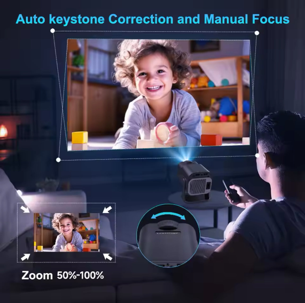 4K Portable Projector With Screen Mirroring - Black