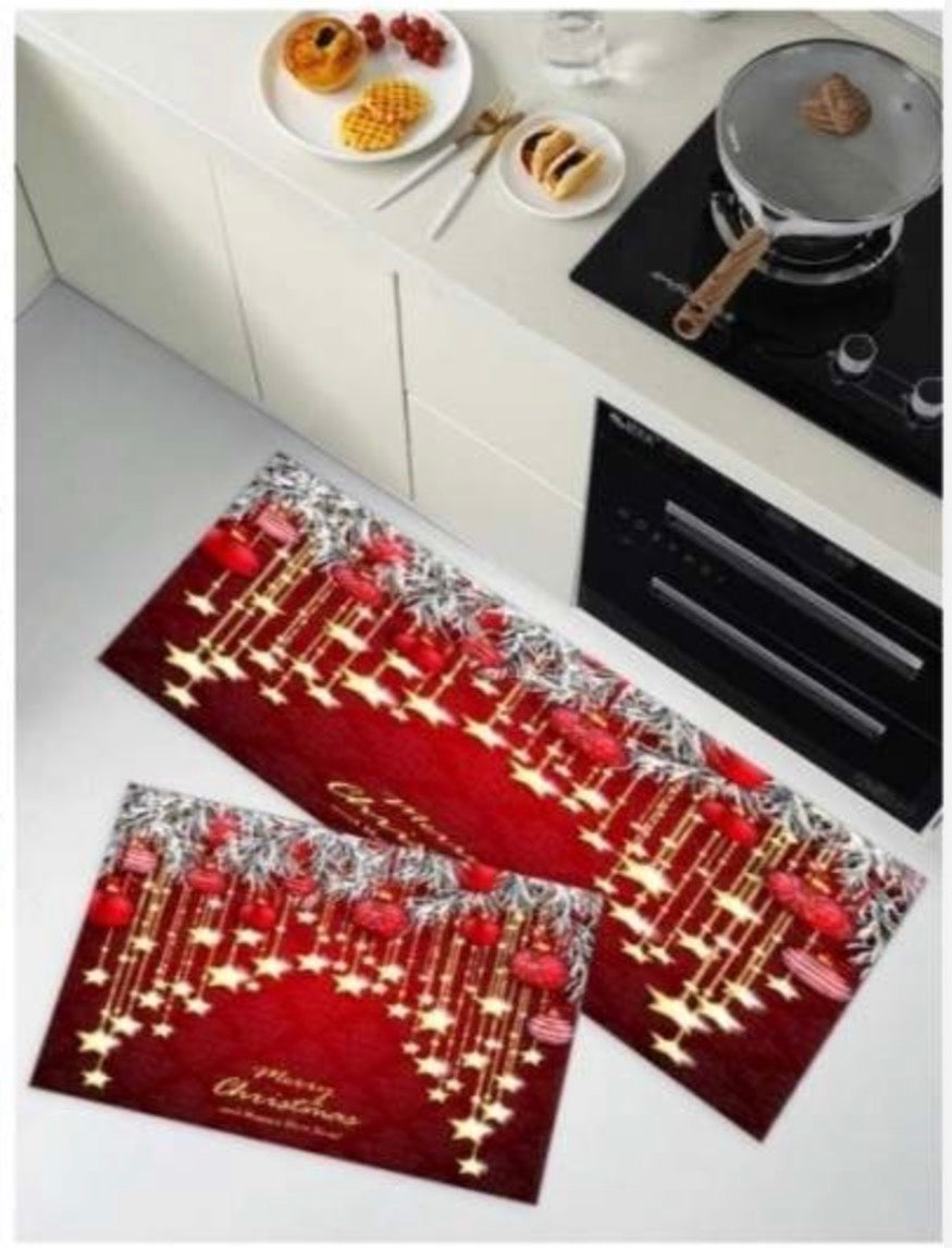 MHome Christmas Themed Floor Mat Set 2pc Various Colours