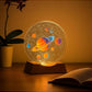 MTech 3D Acrylic Planets Crystal Ball Night Lamp With Wooden Base – USB LED Table Light