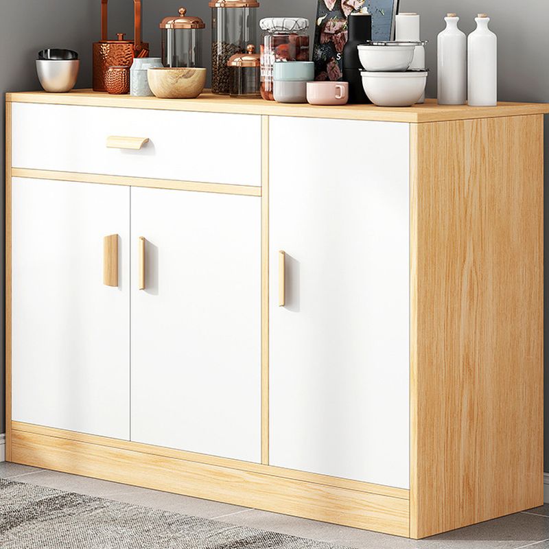 MFurn Modern Pinewood and White Sideboard Storage Cabinet