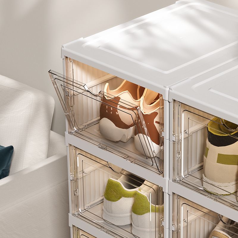 MHome Foldable Stackable Shoe Storage Box: Clear-Door Shoe Organiser