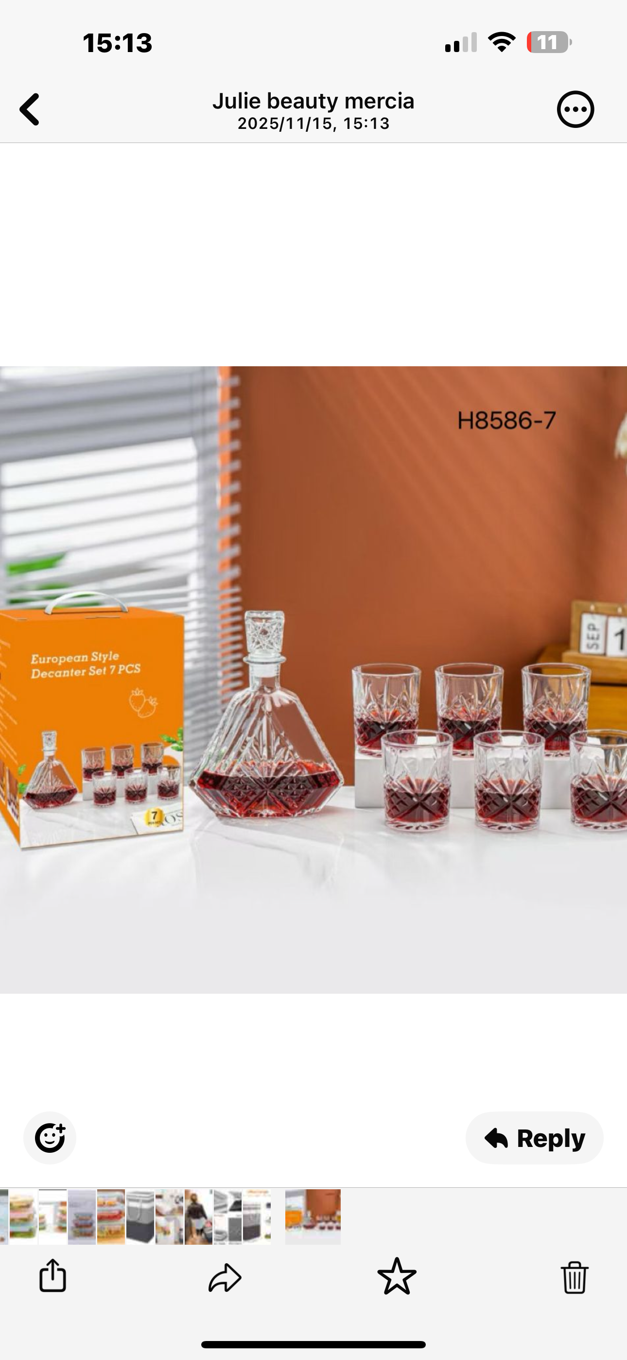 MHome Crystal Whiskey Decanter Set With 6pc Whisky Glasses for Liquor Scotch Bourbon Set