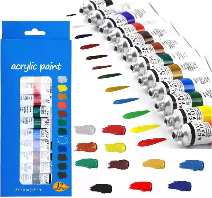 12 Canvas Colours Paints Tubes 12ml