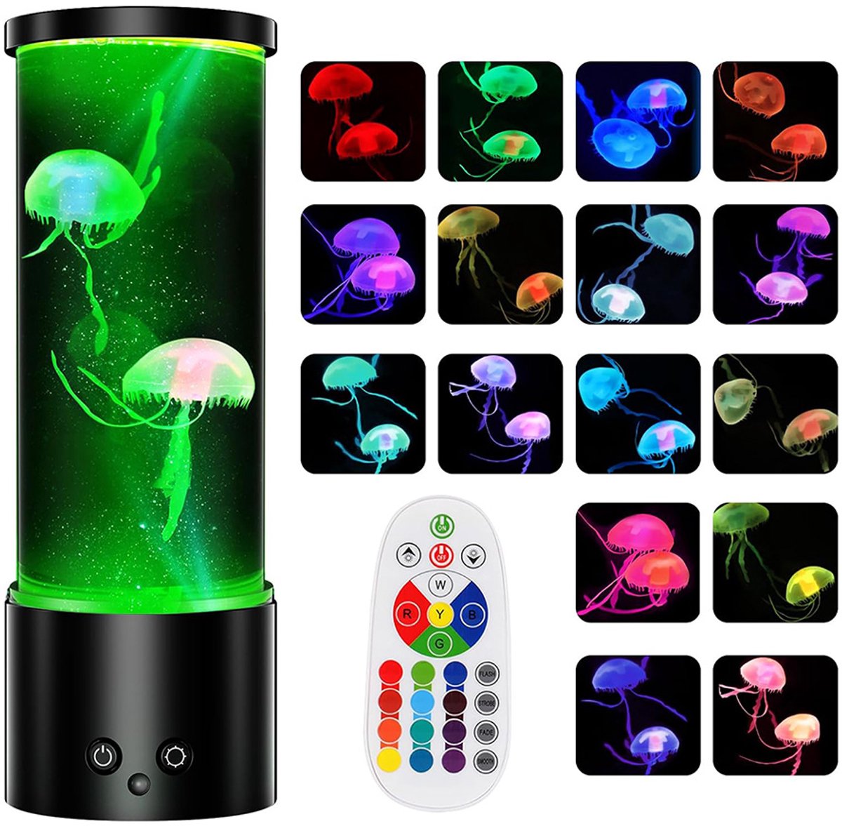 MHOME Jellyfish Lamp LED Night Light 16 Colors Remote Control