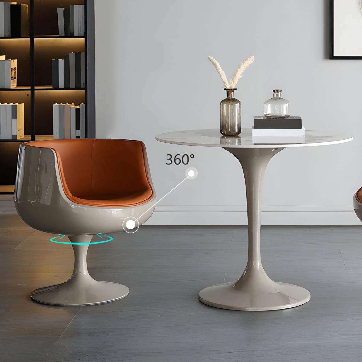 MFurn Swivel Accent Cup Chair – Modern PU Leather Bar & Lounge Chair