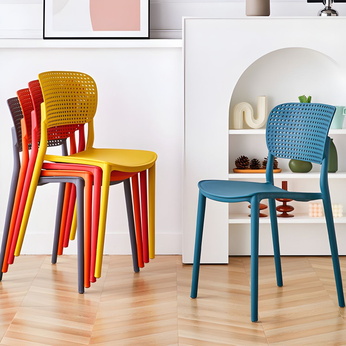 MFurn Modern Perforated-Back Dining Chair – Various Colours