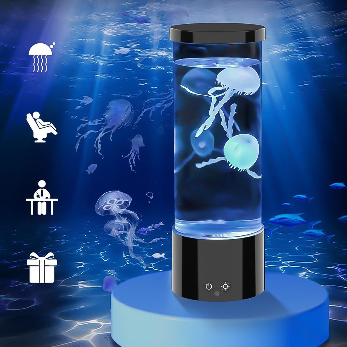 MHOME Jellyfish Lamp LED Night Light 16 Colors Remote Control