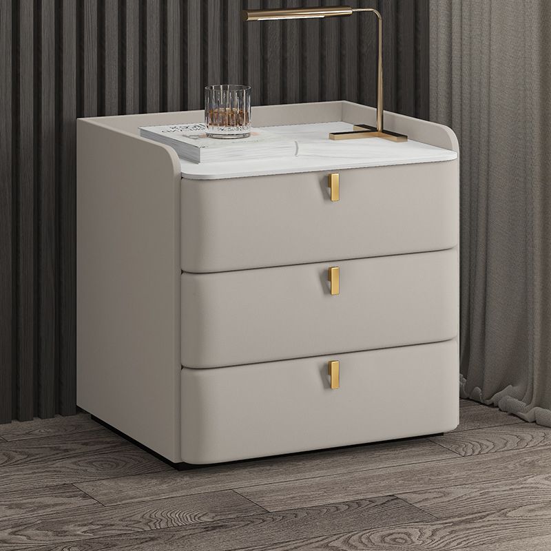 MFurn Faux Marble Top Nightstand with 3 Drawers – Modern Drawer Storage Cabinet for Bedroom & Living Room