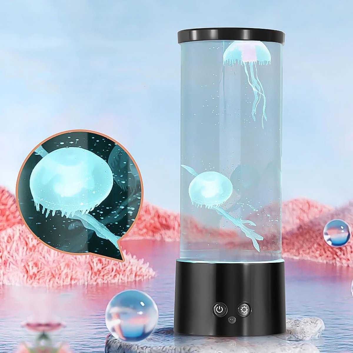 MHOME Jellyfish Lamp LED Night Light 16 Colors Remote Control