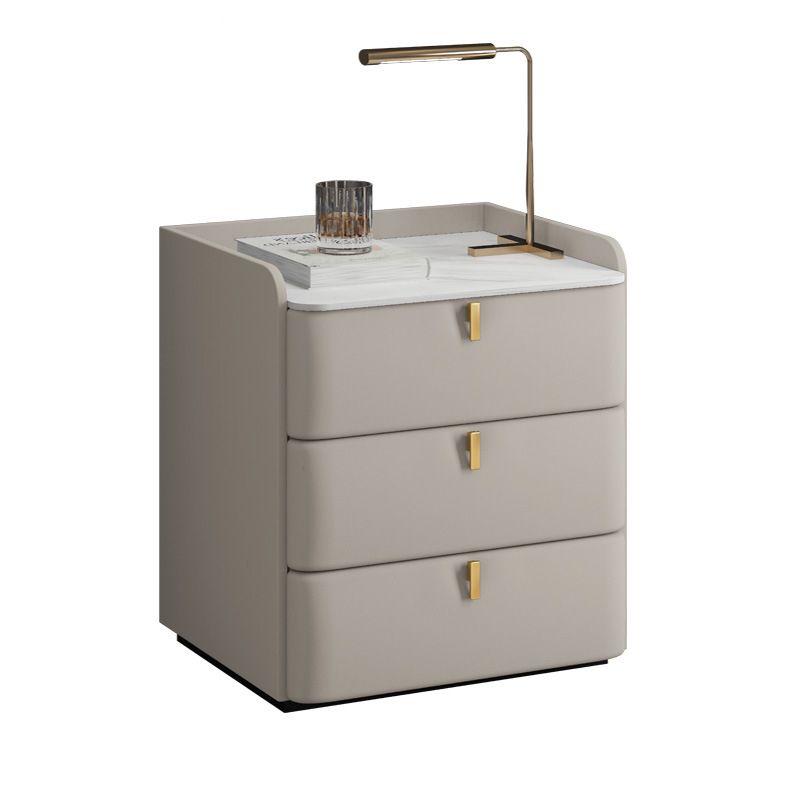 MFurn Faux Marble Top Nightstand with 3 Drawers – Modern Drawer Storage Cabinet for Bedroom & Living Room