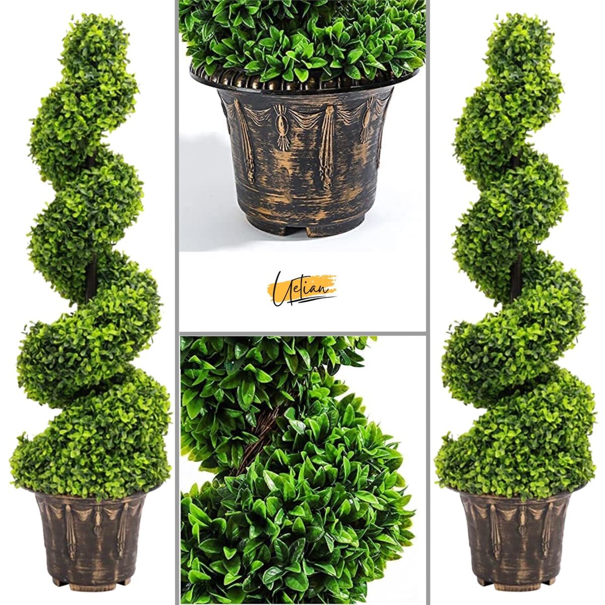 Artificial Boxwood Spiral Topiary Tree Plant Twisted Indoor Or Outdoor Decor
