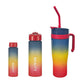MHome 3-Piece Water Bottles with Handle & Straw in Dazzling Colours