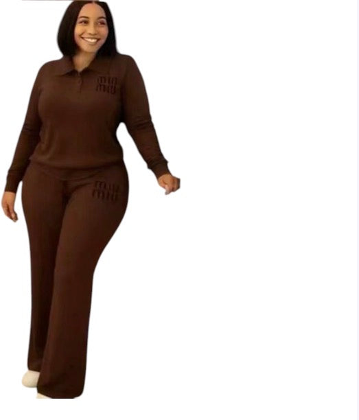 Ladies Knit Polo Tracksuit 2pc-Various