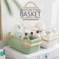 MHome Multifunction Mesh Basket with Wooden Handle Cosmetic Organizer Kitchen Fruit Vegetable Storage Basket-Various Colour 2pc Set