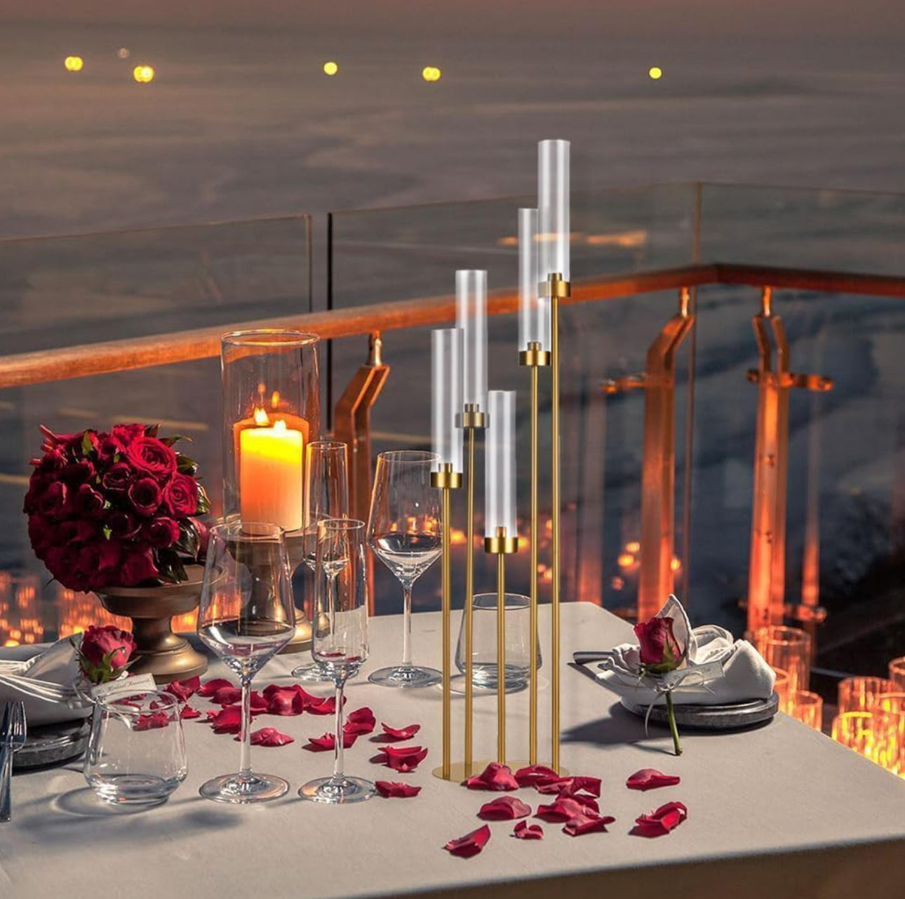 MHome Gold 5-Arm Floor Candelabra Candle Holder – Tall Wedding & Event Décor Stand