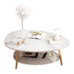 MFurn White Marble Coffee Table – Nordic Double-Layer Wooden Living Room Table