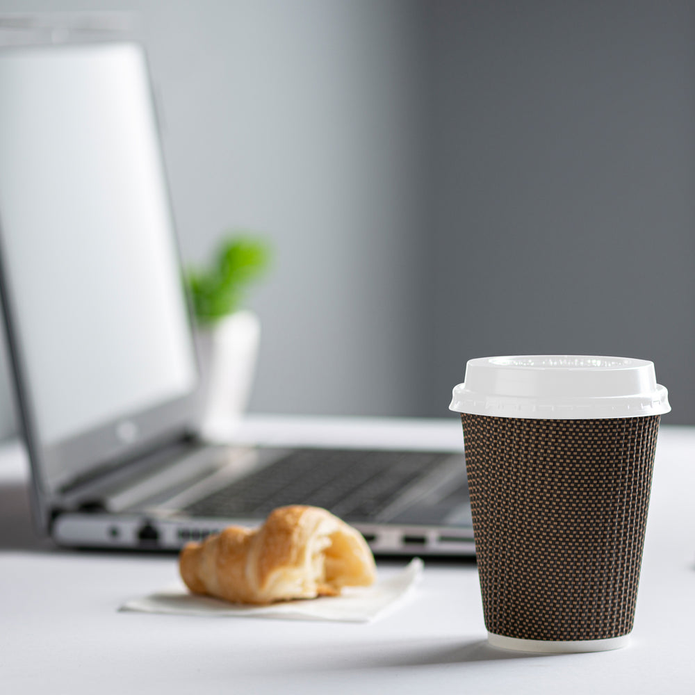 Disposable Paper Coffee Cups with Lid 6pc