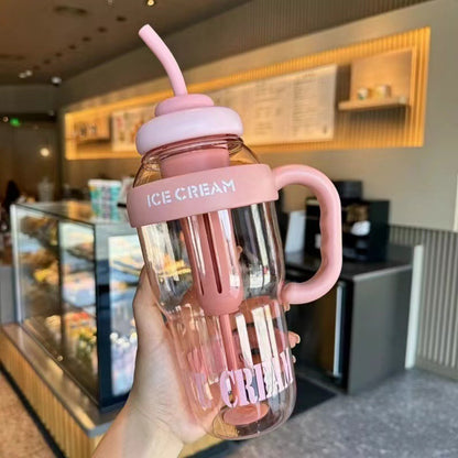 Portable Plastic Water& Icecream Bottle 1200ml With Tea Infuser Straw