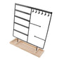 Jewelry Organizer – 5 Tier Earring Holder with 90 Holes & 2 Metal Bars | Wooden Base Display Stand