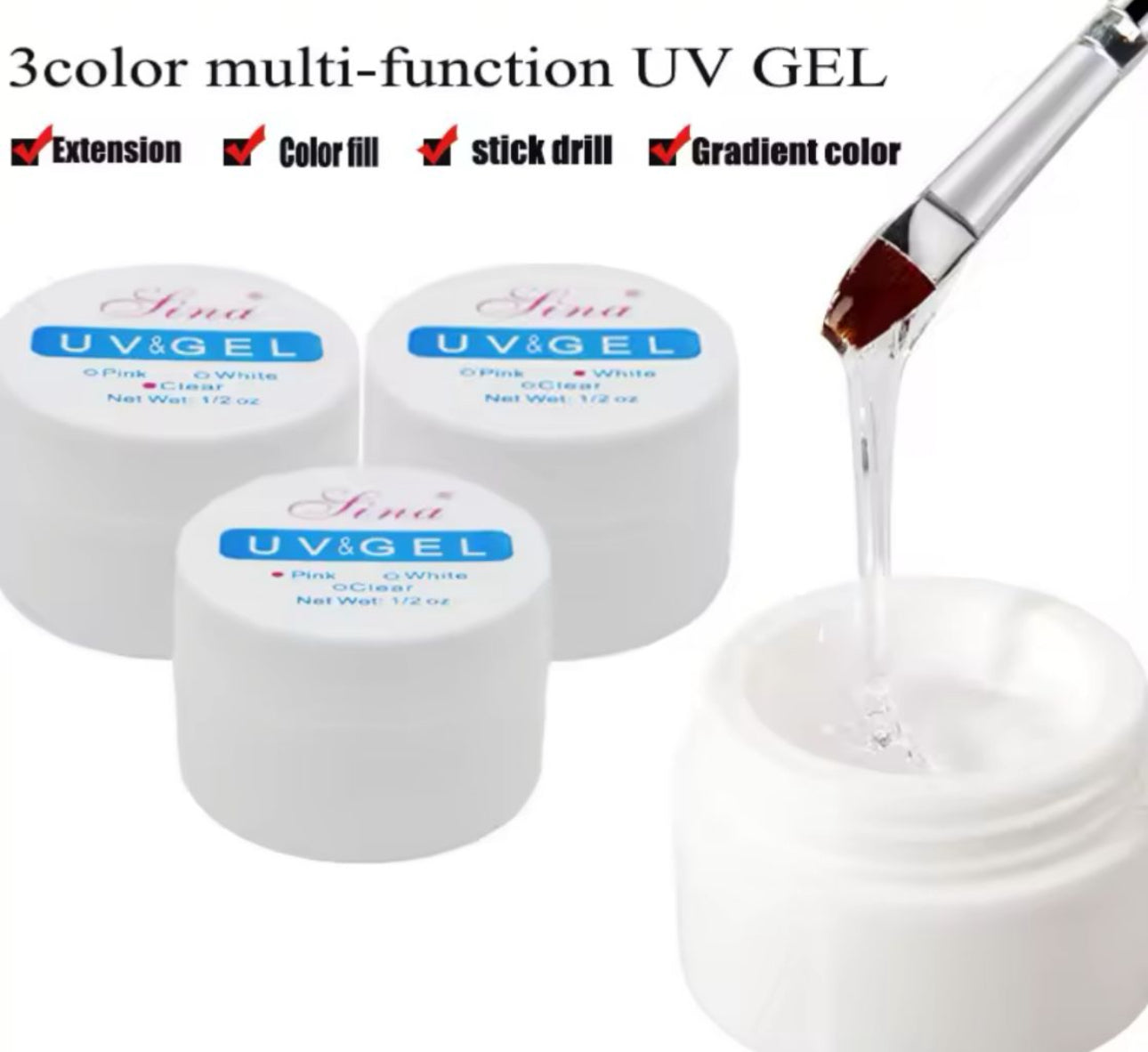 Sina Nail Extension Gel Acrylic 3pc