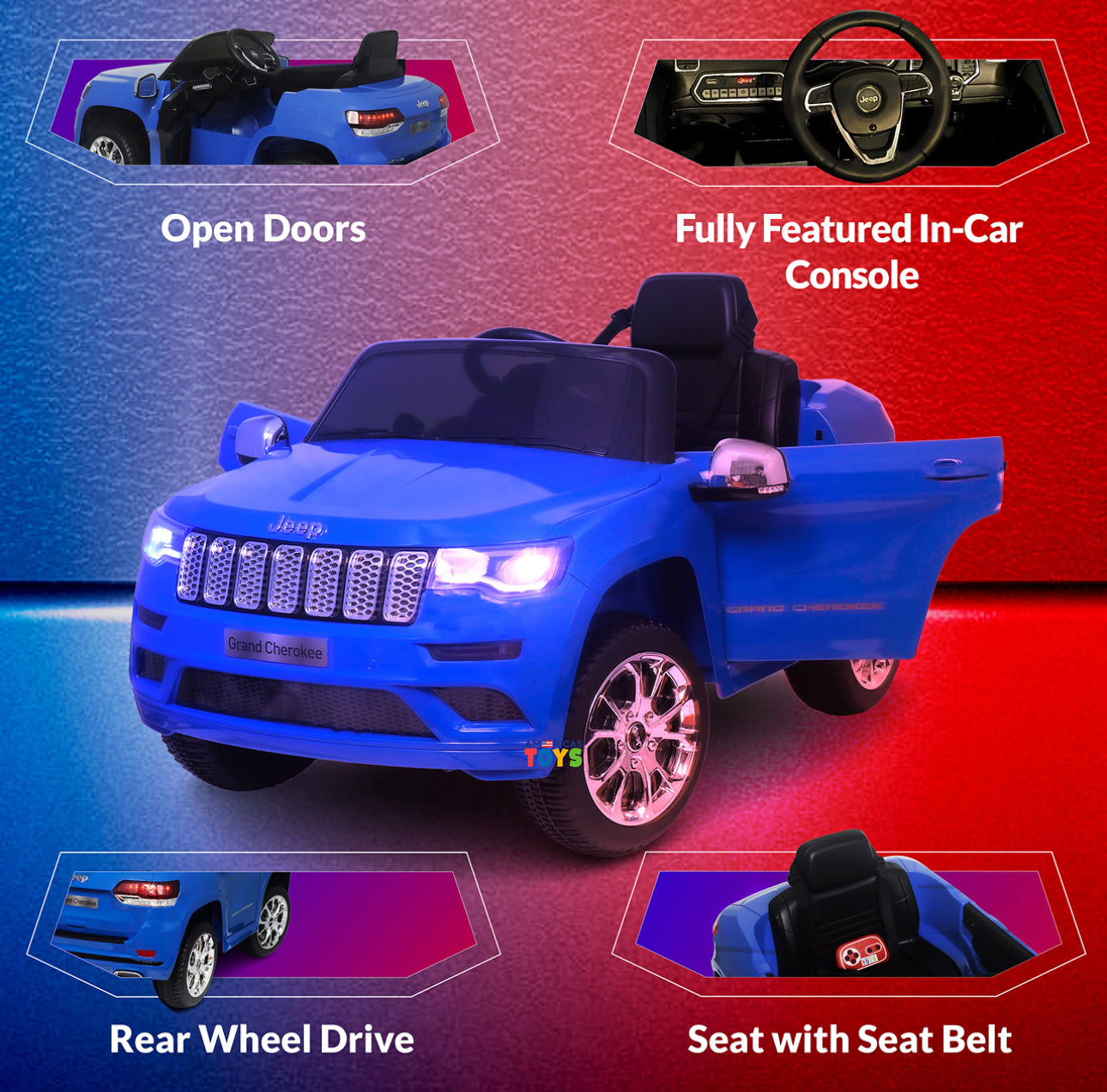 Licensed Grand Cherokee Kids Electric Ride On Toy Car 12 Volt