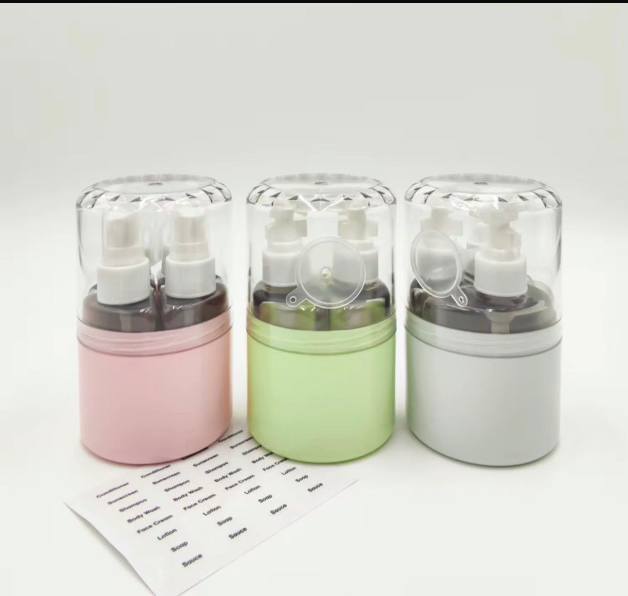 MHome 4:1 Travel Containers for Toiletries, Leak-Proof Refillable Plastic Bottles with Lid, Toiletry Containers for Shampoo 8pc Set