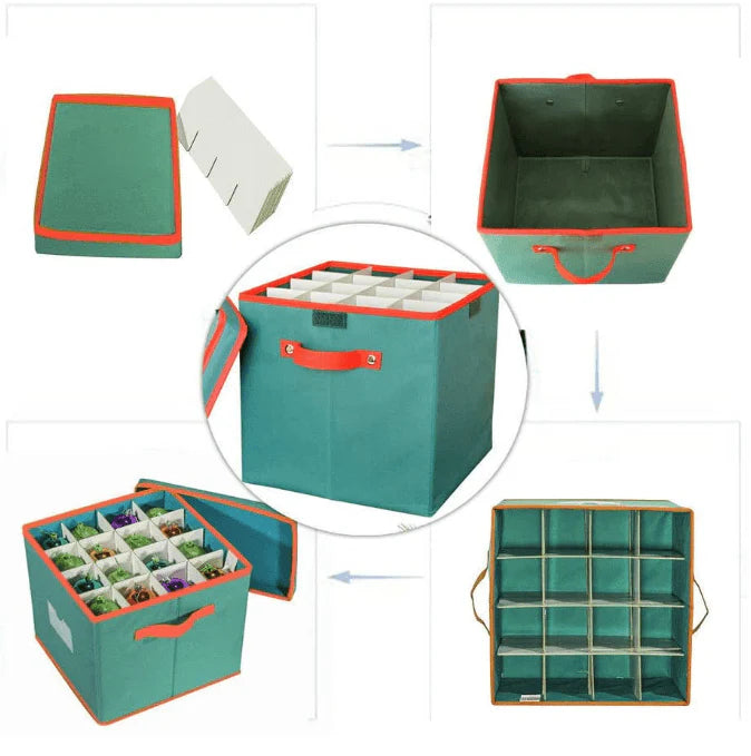 MHome Green Christmas Ornament Storage Box – Foldable with Label Window & Reinforced Panels