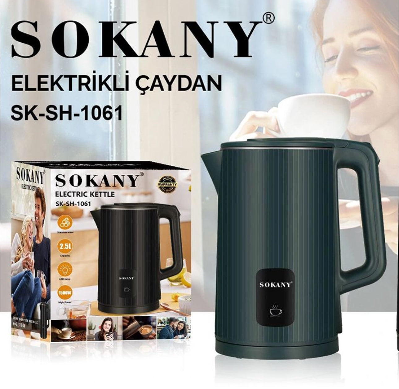 Sokany -Elegant Design Electric Kettle 2.5L