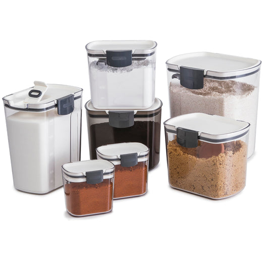 MHome Baker's Airtight Kitchen Storage Canister Container Set for Flour, Sugar & More, Keeps Ingredients Fresh, with Accessories 6pc