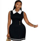 Ladies Chic Collared Pleated Mini Dress-Various Colours
