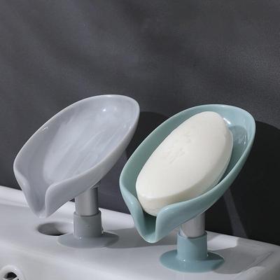 MHome Leaf Shape Self-Draining Soap Dish with Suction Cup – Bathroom & Kitchen Soap Holder