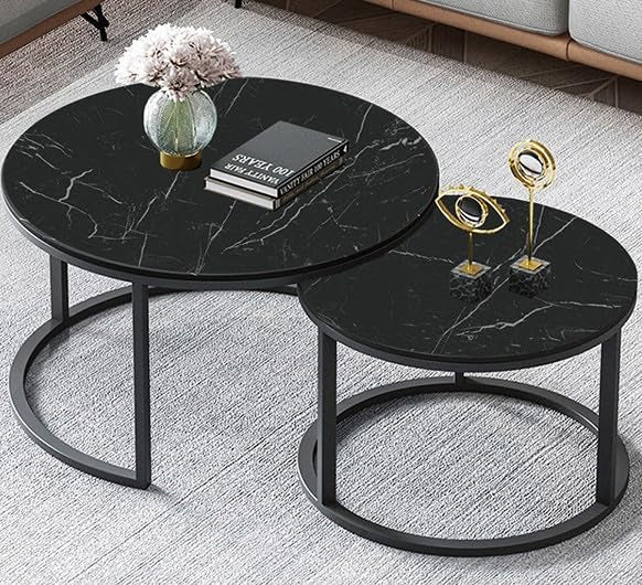 MFURN Round Nesting Table Set 2pc Sintered Top-Various Colours