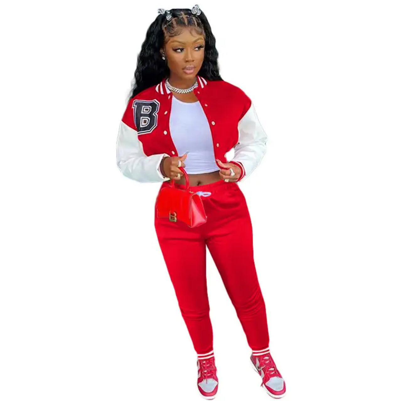 Ladies Trendy Baseball Uniform 2 Piece Set Tracksuits- Various Colour Options Available