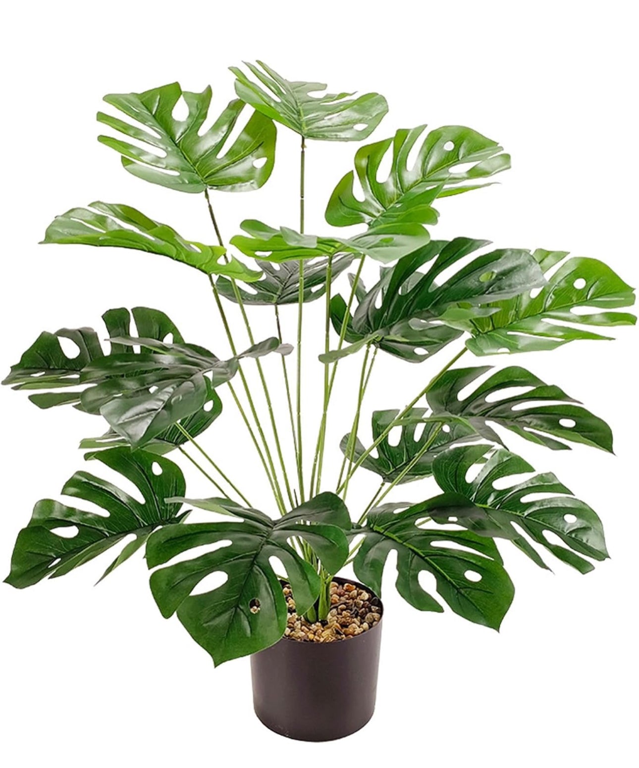 Artificial Monstera Plant Indoor, Artificial Tall Plant 18 Branches in Pot, Large Faux Monstera Plant Real Touch Green Fake Plants for Bedroom Office Garden Wedding Party Deco 1M