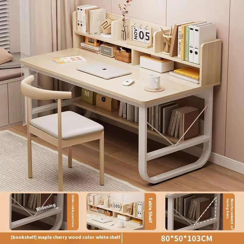 MFURN Simple Bookshelf Computer Desk, Desktop Table, Study Table, Student Home Study Table, Simple Office Desk, Writing Table, Workbench-Various Options