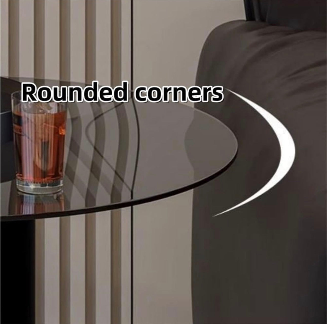 MFURN Double Layer Storage Coffee Table, End Table with Universal Wheel, Movable Round Coffee Table, Iron Side Table with Tempered Glass