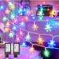 MHome LED Christmas Snowflake Curtain String Lights, 96 LED Plug in Fairy Lights 8 Modes with Timer, Waterproof Connectable for Indoor Outdoor Holiday Birthday Wedding Party Christmas Decor-4M
