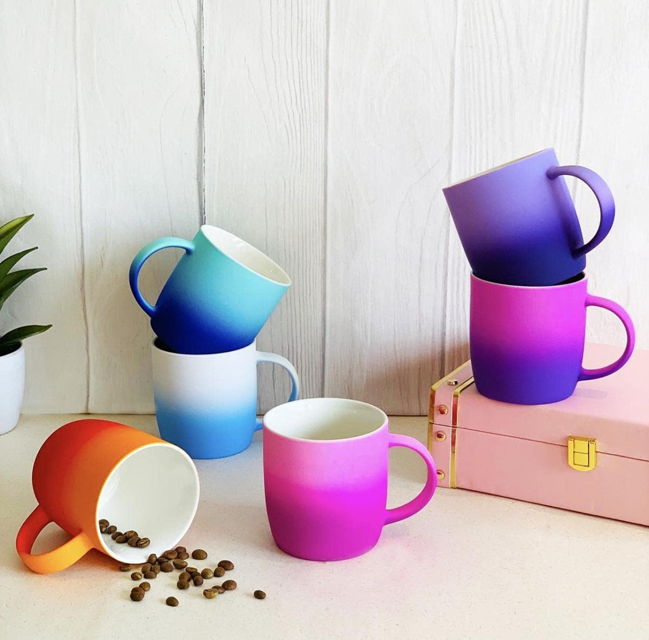 Matt Holographic Ombre Coffee Mug| Modern Art | Minimal Design | Ideal for Home Décor & Gifting.Vibrant Colours x 6pc Set