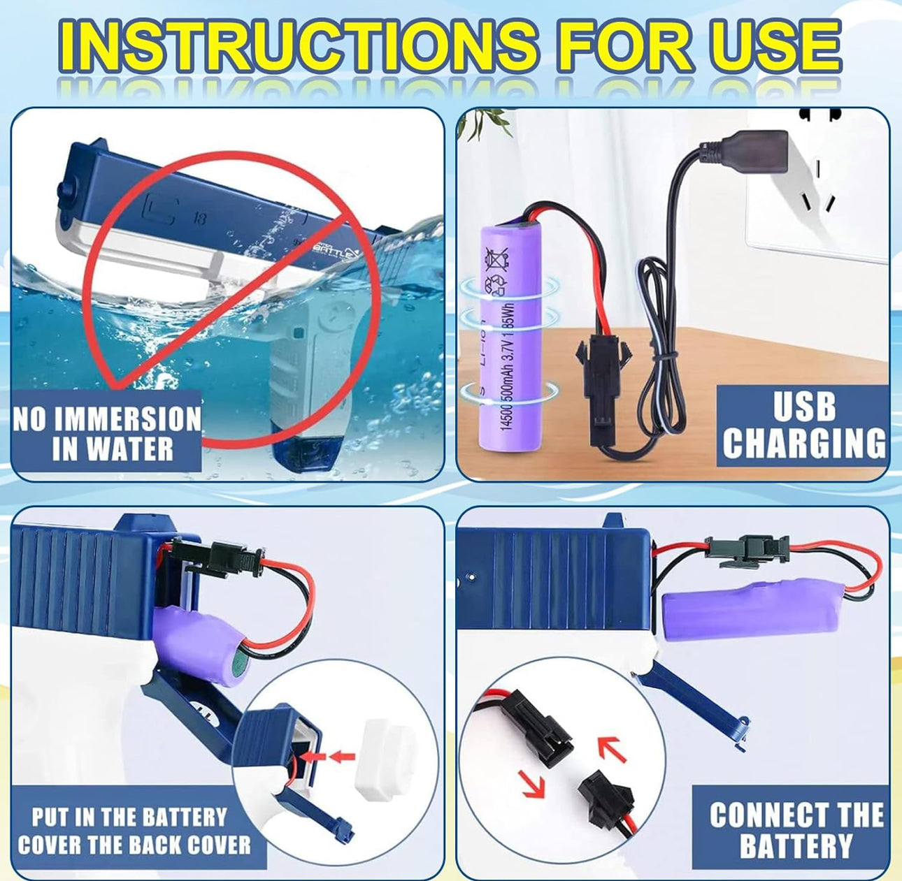 Electric Water Gun, Large Capacity Strongest Water Sprayer Summer Pool Beach Party Toy and Don't Worry About Leaks for Adults and Children