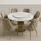 MFurn 6-Seater Marble Top Dining Table Set with Velvet Chairs and Gold Legs