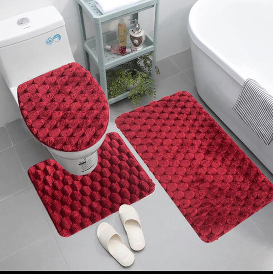 Bathroom Mat Set 3pc - Various Colours