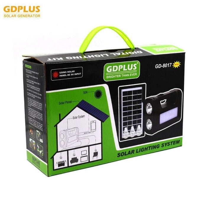 GD Lite GD-8017 Plus Solar Lighting System | Rechargeable LED Light Kit with Solar Panel
