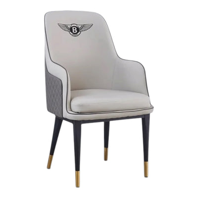 MFURN Bentley Design Dining Chair with Synthetic Leather and Metalic Legs Grey Only