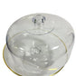 Cake Stand & Dome Cover Lid Serving Plate with Gold Lining- Glass 28cm
