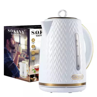 Sokany Electric Tea Kettle 1.7L, 2000W, 360° Swivel Base, Level Calibration, LED Lamp, Easy to Clean