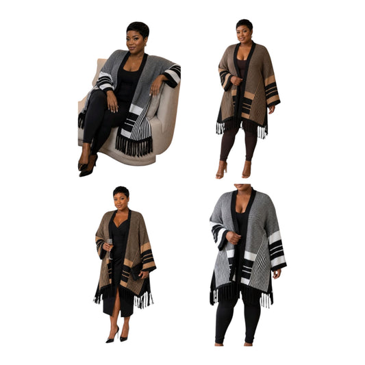 Ladies Poncho-Style Cardigan -Various Colours