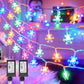 MHome LED Christmas Snowflake Curtain String Lights, 96 LED Plug in Fairy Lights 8 Modes with Timer, Waterproof Connectable for Indoor Outdoor Holiday Birthday Wedding Party Christmas Decor-4M