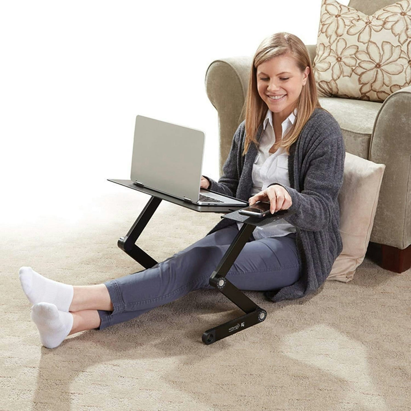 Air Space Adjustable Laptop Stand with Removable Mouse Pad & Cooling Fan