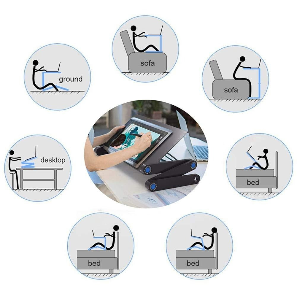 Air Space Adjustable Laptop Stand with Removable Mouse Pad & Cooling Fan